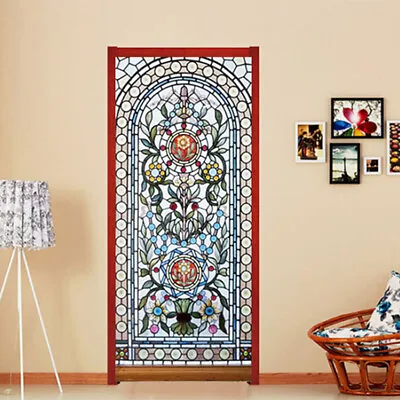 Stained Glass 3D Waterproof Door Sticker Wallpaper Wall Decals Murals Home Decor • $30.18