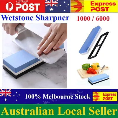 $14.85 • Buy 1000/6000  Dual Whetstone Waterstone Knife Sharpening Water Wet Stone Sharpener