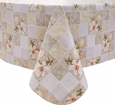 Vinyl Tablecloth With Flannel Backing Stain-Resistant Rectangle PVC Flannel Back • $32.44