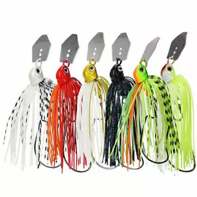 Pack Of 6 11g Chatterbait Blade Bait Rubber Skirt Buzzbait Fishing Bait Fischk L • $27.54