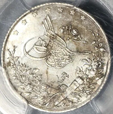 1885 PCGS MS 65 Egypt Ottoman Empire 1 Qirsh 1293/10W Silver Coin (21040401C) • $375