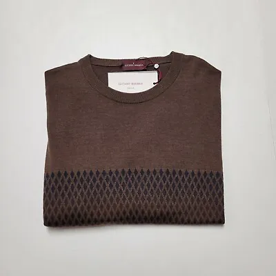 $450 • Buy $650 LUCIANO BARBERA 2XL Brown Cashmere Silk Merino Wool Pullover Men's Sweater