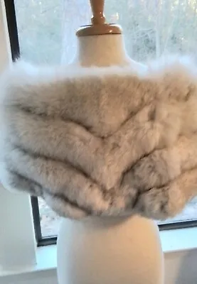 Norwegian Silver Fox Fur Stole Wrap 4 Wide Pelts For Fullness Chevron Design • $149