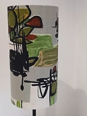 Abstract 15cm Drum Lampshade MidCentury 50s 60s Vintage Barkcloth Fabric • £50.40