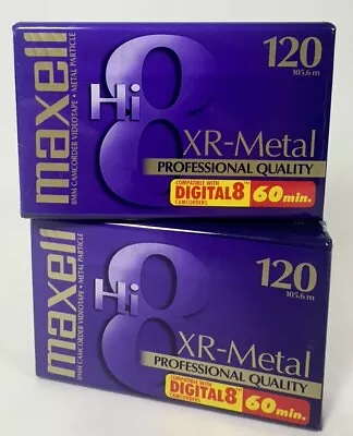 Maxell XR-Metal Hi8 120 Digital 8mm Camcorder Video Cassette Lot Of 2 • $12.49