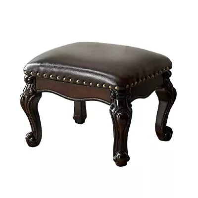 Foot Stool Microfiber Leather Ottoman Wooden Vintage Stool Small Sofa Footrest S • $135.14