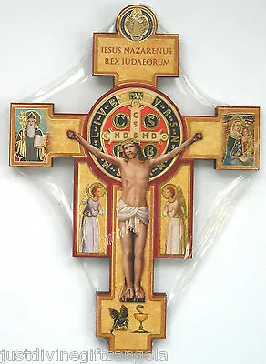 St Benedict Wood Cross 6  Or 9  Wall Hanging Wooden Crucifix  • £6.99