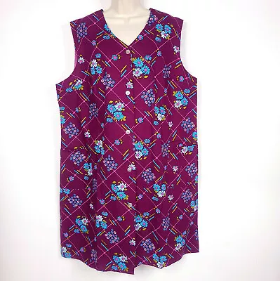 VTG Womens Muumuu House Dress Purple Floral Sleeveless Pockets Size ? READ • $15