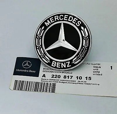 $19.99 • Buy Black Mercedes Benz 57mm Replacement Front Bonnet Emblem Sticker Badge C E S AMG