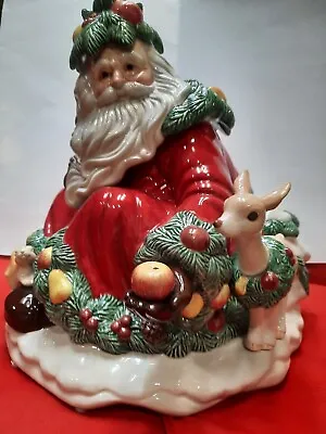 Large Vintage Fitz And Floyd Woodland Santa Cookie Jar Rare Euc With Box • $120