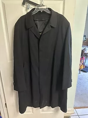 VTG ALLIGATOR Gold Label Long Trench Coat Overcoat Dress Jacket Black 70s XL 46 • $37