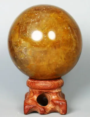 216g NATURAL Yellow PHANTOM MULTI-INCLUSIONS Rainbow CRYSTAL Sphere Ball / Stand • $18.39