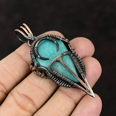 Amazonite Gemstone Jewelry Copper Gift For Mother Wire Wrapped Pendant 2.64  • $19.80
