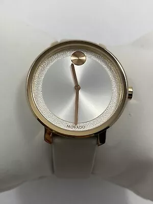 Movado Bold SWISS Quartz Silver White Dial Leather Strap Ladies Watch 3600539 • $164.95