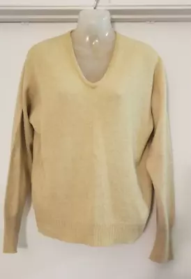 $11.16 • Buy Vintage Cream Colored Bernhard Altmann 100% Cashmere V Neck Cuffed Sweater Sz L