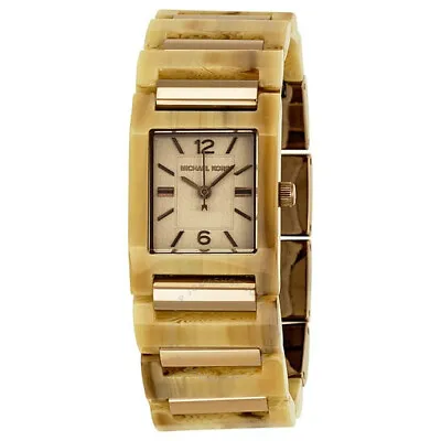 Michael Kors Tessa Resin Horn Bandespresso Dial Rectangle Mini Watch Mk4259 • $179.99
