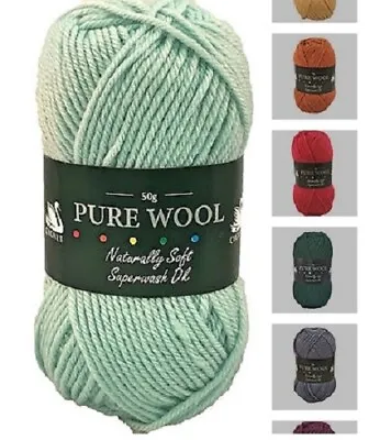 £2.75 • Buy CYGNET Pure Wool DK Double Knitting 100% Wool Yarn Superwash 50g - ALL COLOURS
