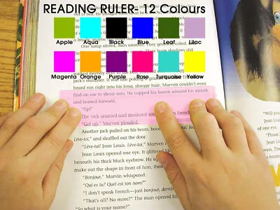 Reading Ruler Coloured Overlays For Dyslexia & Irlen Syndrome(12 Colours) • £1.99