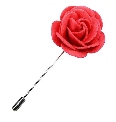 Mens Mexican Pink Red Felt Blazer Lapel Pin Prom Flower Wedding Boutonniere UK • £3.99