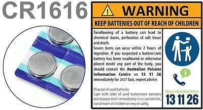 CR1616 Lithium 3V Coin Button Cell Battery DL1616 CR 1616 *NSW STOCK-SHIP DAILY* • $1.90