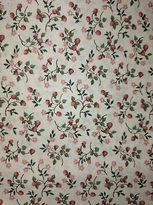 Vintage Strawberry On Vine Cotton Quilt Fabric Joan Kessler For Concord Fabrics • $19.99