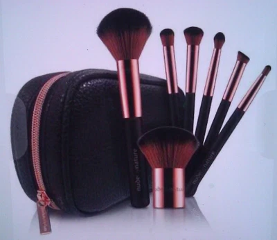 $25 • Buy Nude By Nature Essential Collection Professional 7-Piece Brush Set In Zip Case.