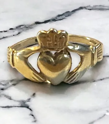 Vintage 14K Yellow Gold Irish CLADDAUGH Ring Size 7 • $202.50