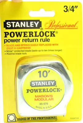 Vtg 1986 STANLEY Prof Powerlock 3/4 X10' Masons Modular Tape Measure 33-570 USA • $20