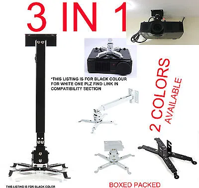 Universal Projector Ceiling Wall Mount Bracket Tilt Extendable For Epson Hitachi • £8.98