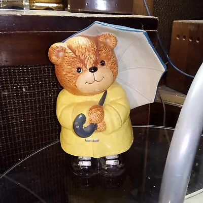 Vintage BEAR Coin Bank ANTHROPOMORPHIC With Umbrella MCM Mid Century • $11.99