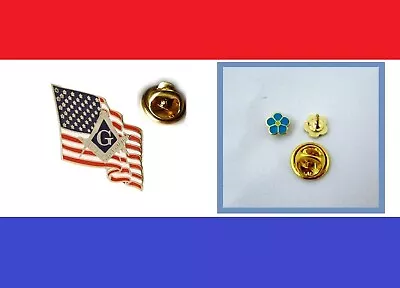 LOT 2 American Master Mason & Forget Me Not Flower Masonic Freemason Lapel Pin • $11.89