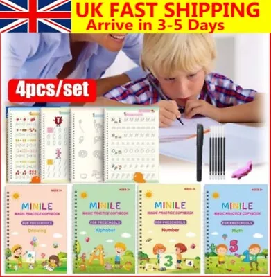 £7.39 • Buy 4X Kids Magic Practice Copybook Groove Reused Handwriting Copy Book Calligraphy