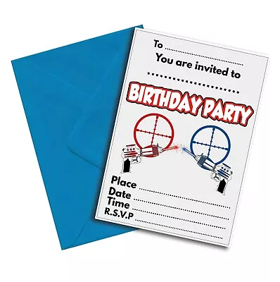 Laser Tag Party A5 Invitations & Envelopes Birthday Invites Kids Boys Girls • £7.99