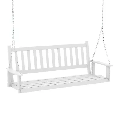 3-Person Wooden Patio Porch Swing Heavy Duty Outdoor Hanging Bench Chair White • $149.99