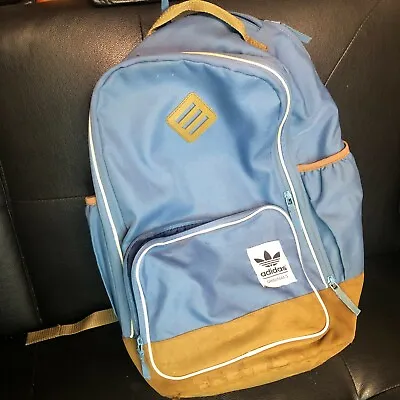 Adidas Original Backpack Light Blue Grey Bookbag Fits 15  Laptop School Bag • $14.99