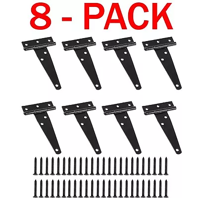8PCS T Strap Hinges Gate Hinges 4 Inch Heavy Duty For Wooden Fences Black Shed • $15.65