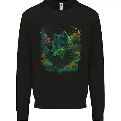 A Fantasy Wolf In The Forest Mens Sweatshirt Jumper • $35.76