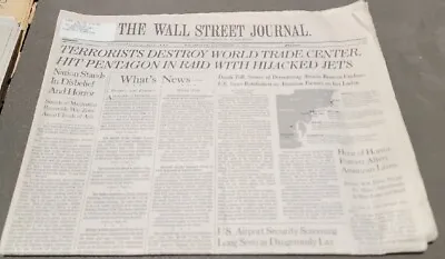 $18.95 • Buy Wall Street Journal Wednesday, September 12, 2001 9/11 Terror Attacks