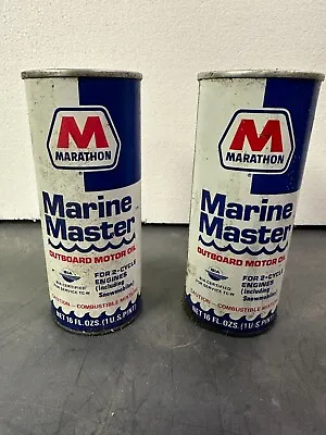 Rare Vintage Marathon Marine Master Outboard Motor Oil 16 Oz 2-cycle Metal Can • $43.20