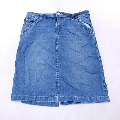 Baccini Casual Button Zip Medium Wash Denim Skirt Womens Size 12 Blue • $14.99