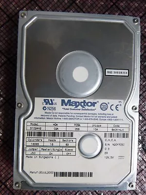 10Gb 3.5  IDE/PATA HDD Maxtor Model 31024H2 - Fully Tested In Good Working Order • £18