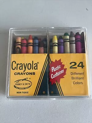 Vintage Crayola Crayons 22 Colors Original Box + Plastic Case Used • $9.95