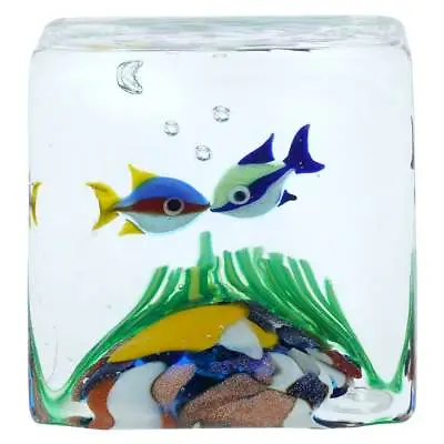 GlassOfVenice Murano Glass Aquarium Cube With Tropical Fish • $124.95