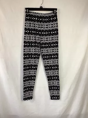 ONE SIZE Buttery Soft Always Brushed Black & White Leggings Tribal Print Ladies • $7.99