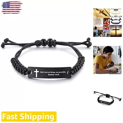 Customizable Unisex Stainless Steel Bible Verse ID Bracelet - Inspirational Gift • $24.69