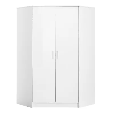 £299.99 • Buy REFLECT High Gloss 2 Door Corner Wardrobe Dual Hanging Rails White / Matt White