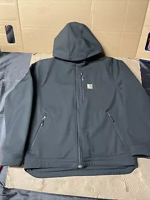 Carhartt Men's Large Black Softshell Full Zip Lined Rain Hooded Jacket Storm • $79.99