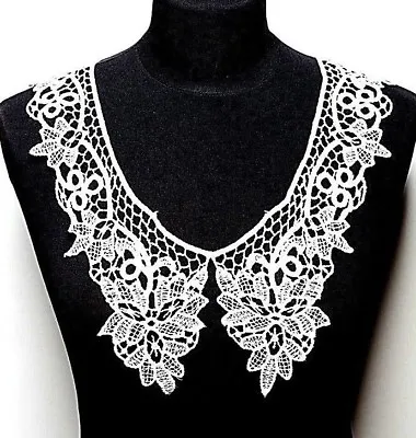 Long White Venice Lace Collar - Floral Design (1571)  • £3.45