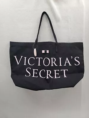 NWT Victoria's Secret Black Large Tote $78 Logo Fabric Bag • $28