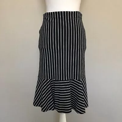 Ann Taylor Skirt Striped Peplum Tulip Flutter Elastic Waist Blue Green White • $19.99